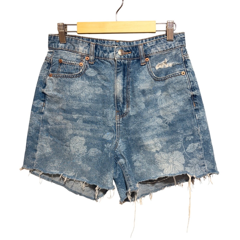 American Eagle Baggy Mom Jean Shorts High-Rise Distressed Floral Fairygrunge 2